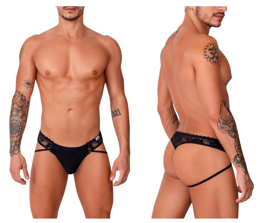 CandyMan Lace Thong – Black (vm99747)