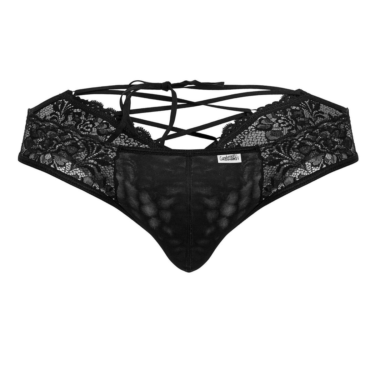 CandyMan Lace Thong – Black