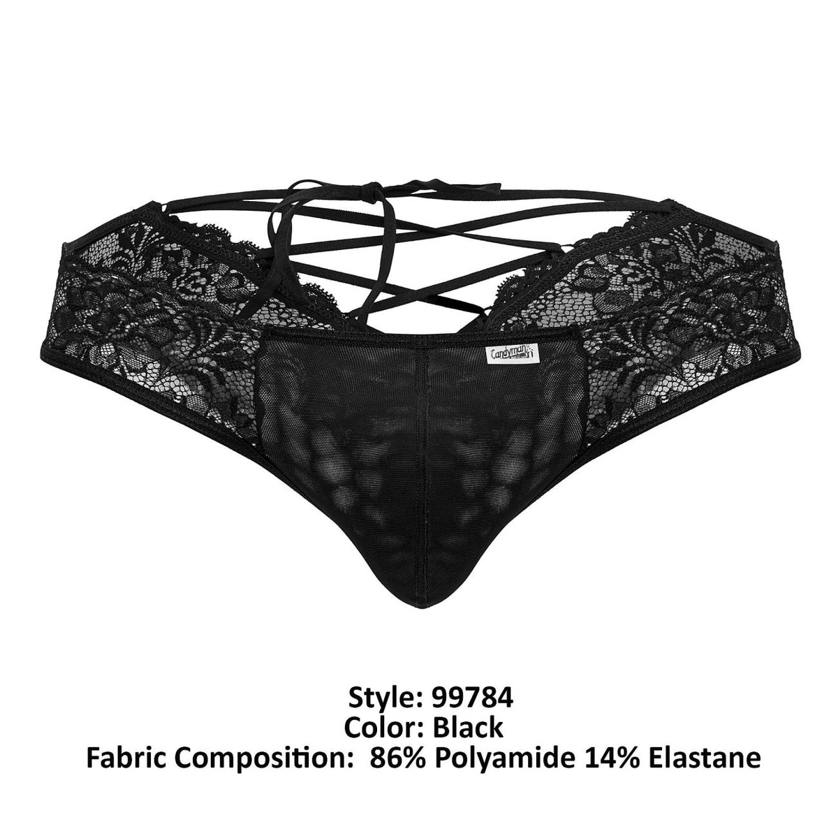 CandyMan Lace Thong – Black