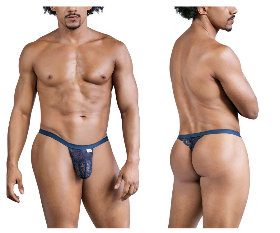 CandyMan Lace Thong – Blue & Wine