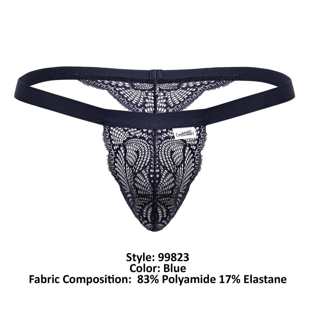 CandyMan Lace Thong – Blue & Wine