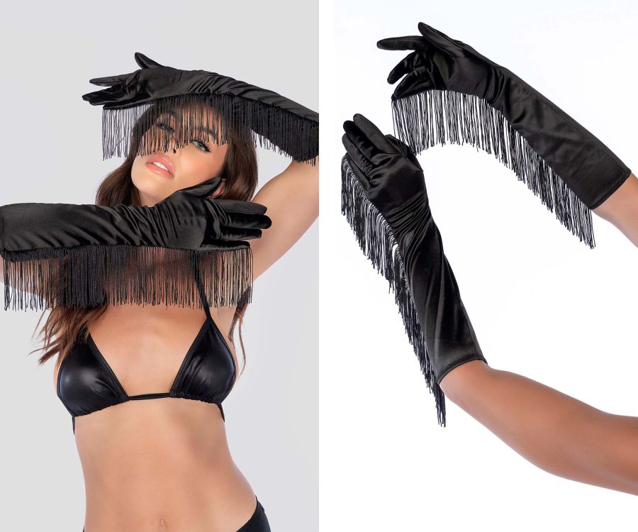 Satin Fringe Opera Gloves