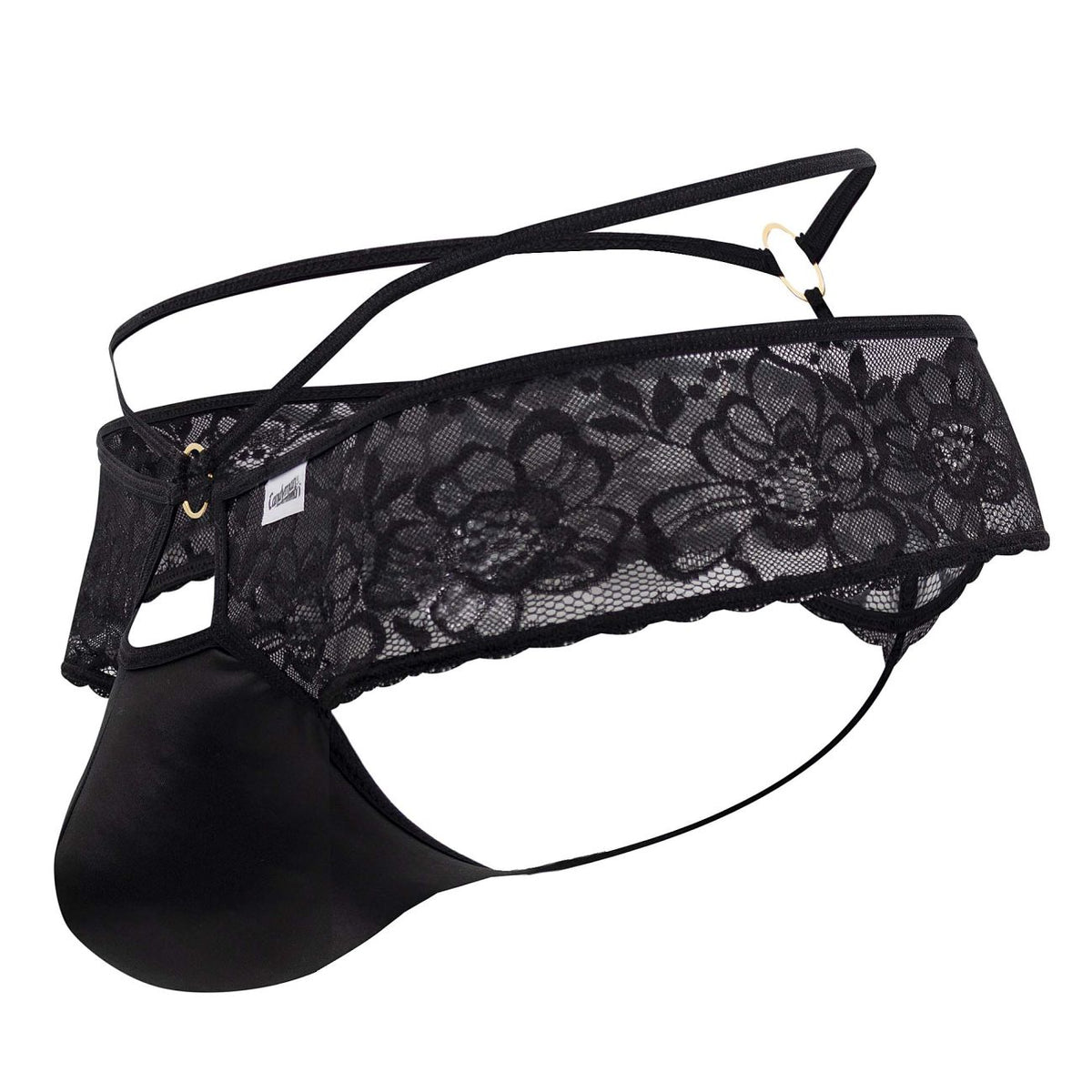 CandyMan Lace Thong – Black & Red