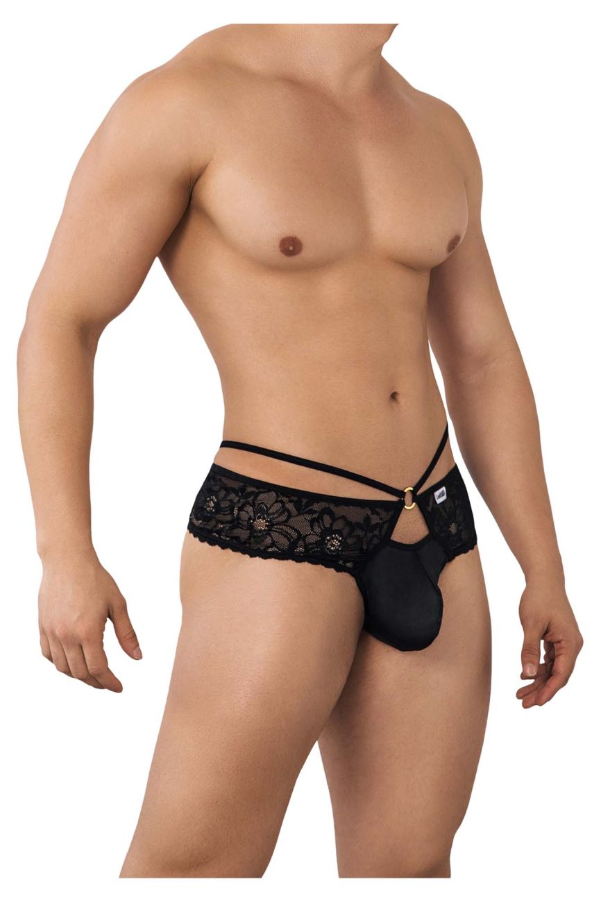 CandyMan Lace Thong – Black & Red