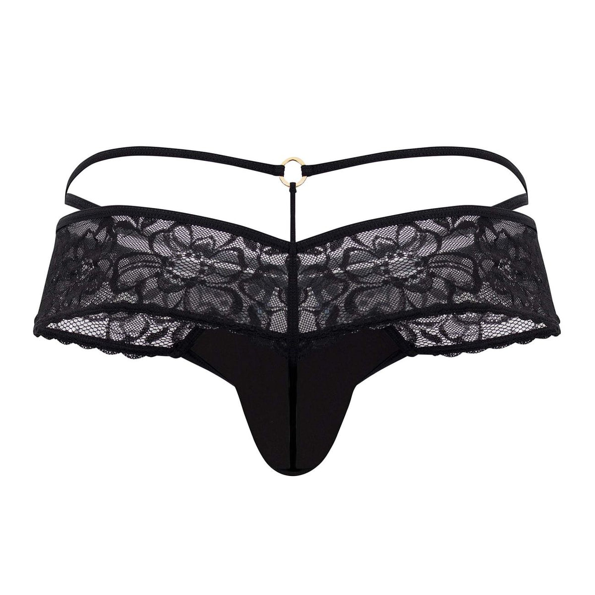 CandyMan Lace Thong – Black & Red