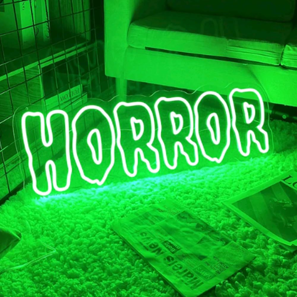 Horror Neon Sign: Spooky Room Decoration, Halloween Party Neon Sign, Custom LED Sign | Halloween Decor - Wireless, USB Powered, Polished Metal, Wall Mountable, Switch Control, Plastic Material