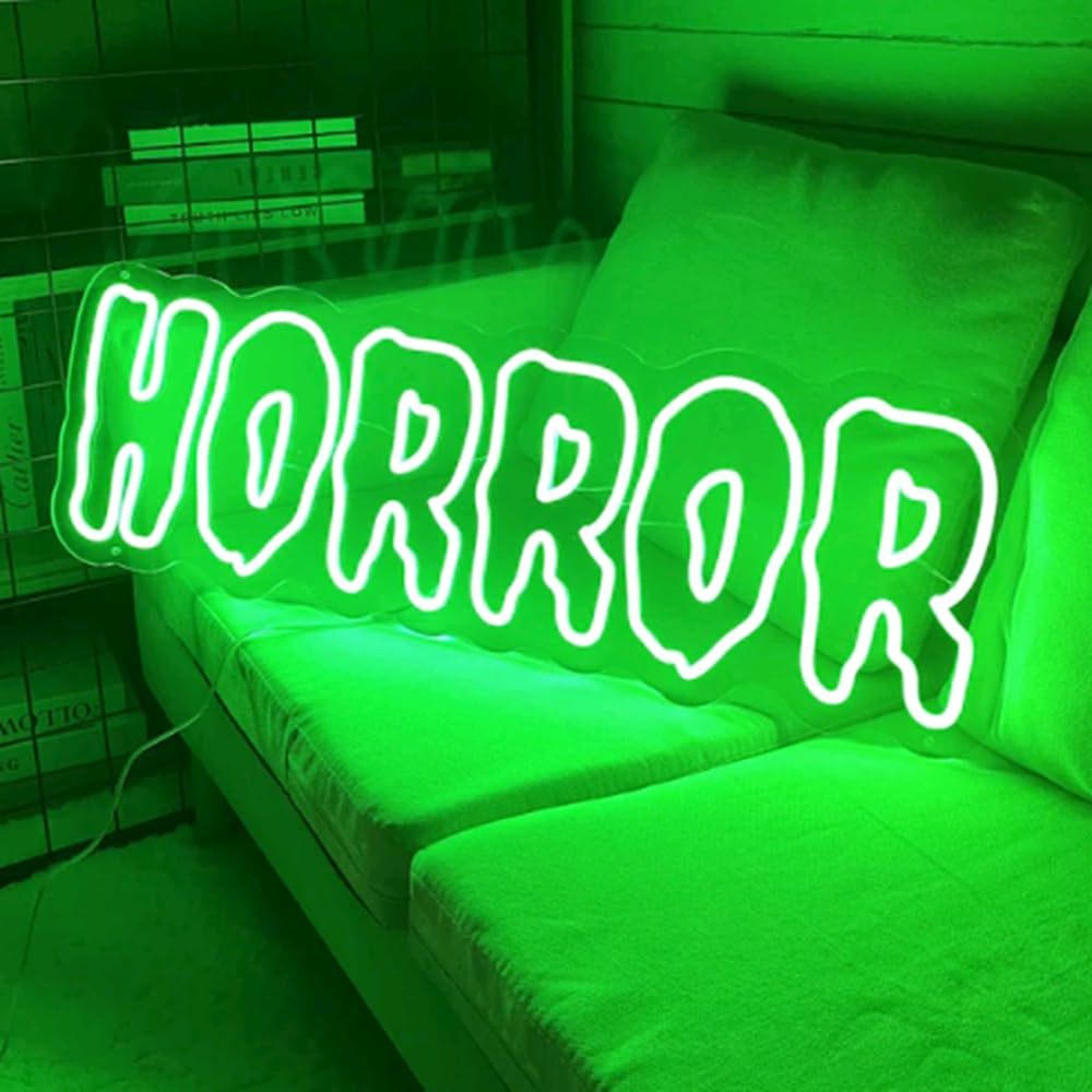 Horror Neon Sign: Spooky Room Decoration, Halloween Party Neon Sign, Custom LED Sign | Halloween Decor - Wireless, USB Powered, Polished Metal, Wall Mountable, Switch Control, Plastic Material