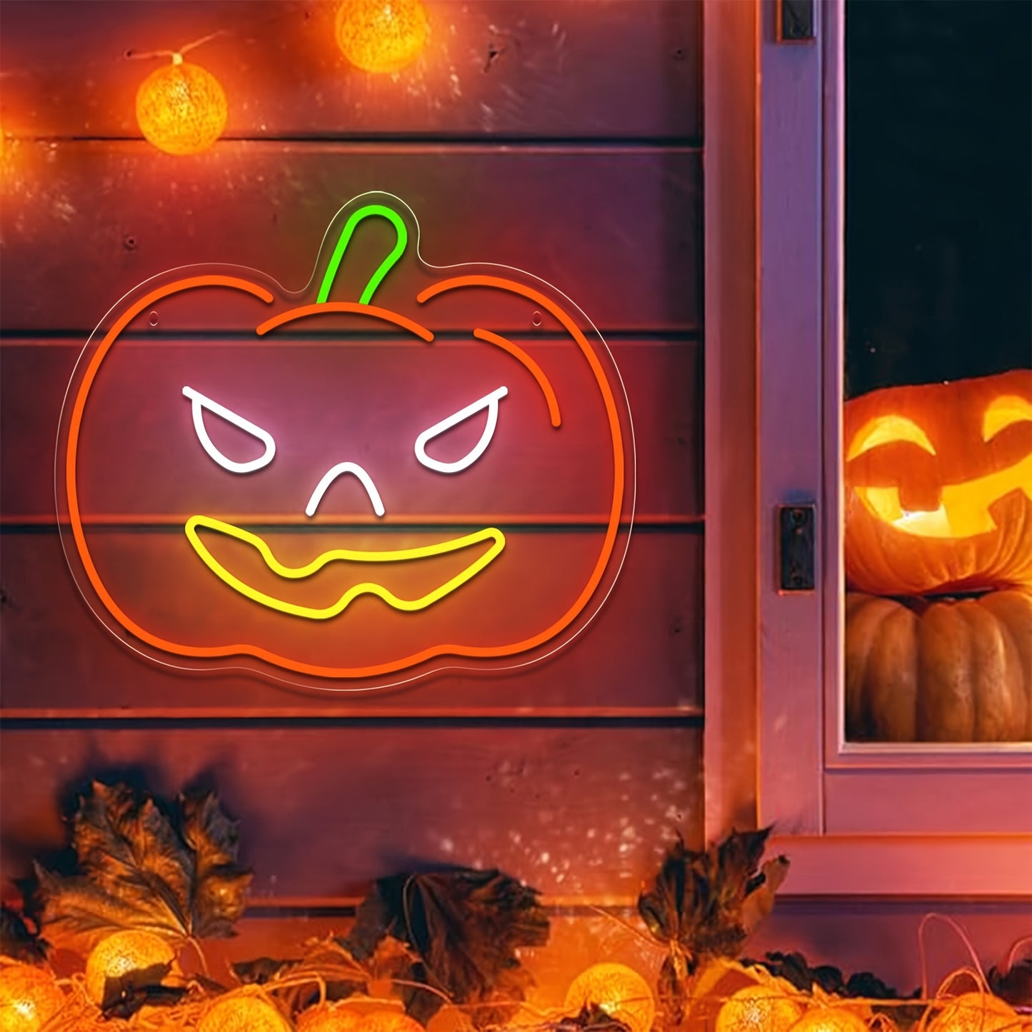 Spooky Pumpkin LED Neon Sign with USB Power & Dimmer Switch - Perfect for Halloween Decor, Bedroom, Living Room, Bar, Garage, and Game Room Wall Art (15.7"x13.4")