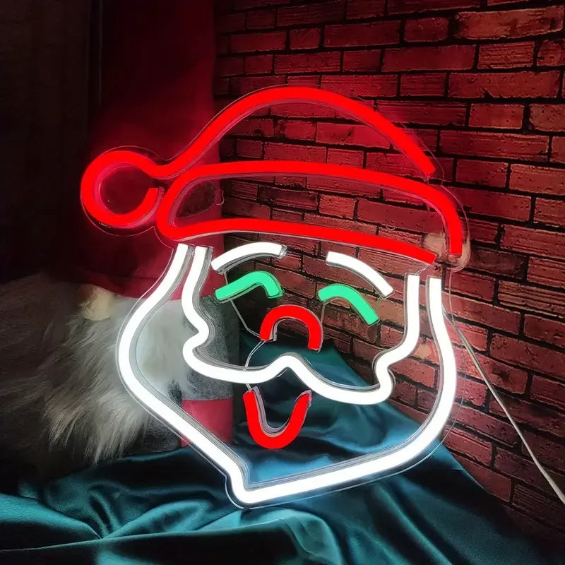 Christmas Claus Neon Signs Lights Acrylic Neon Sign For Bedroom Aesthetic Gifts Girls Xmas Gifts Christmas Santa Claus Neon Sign