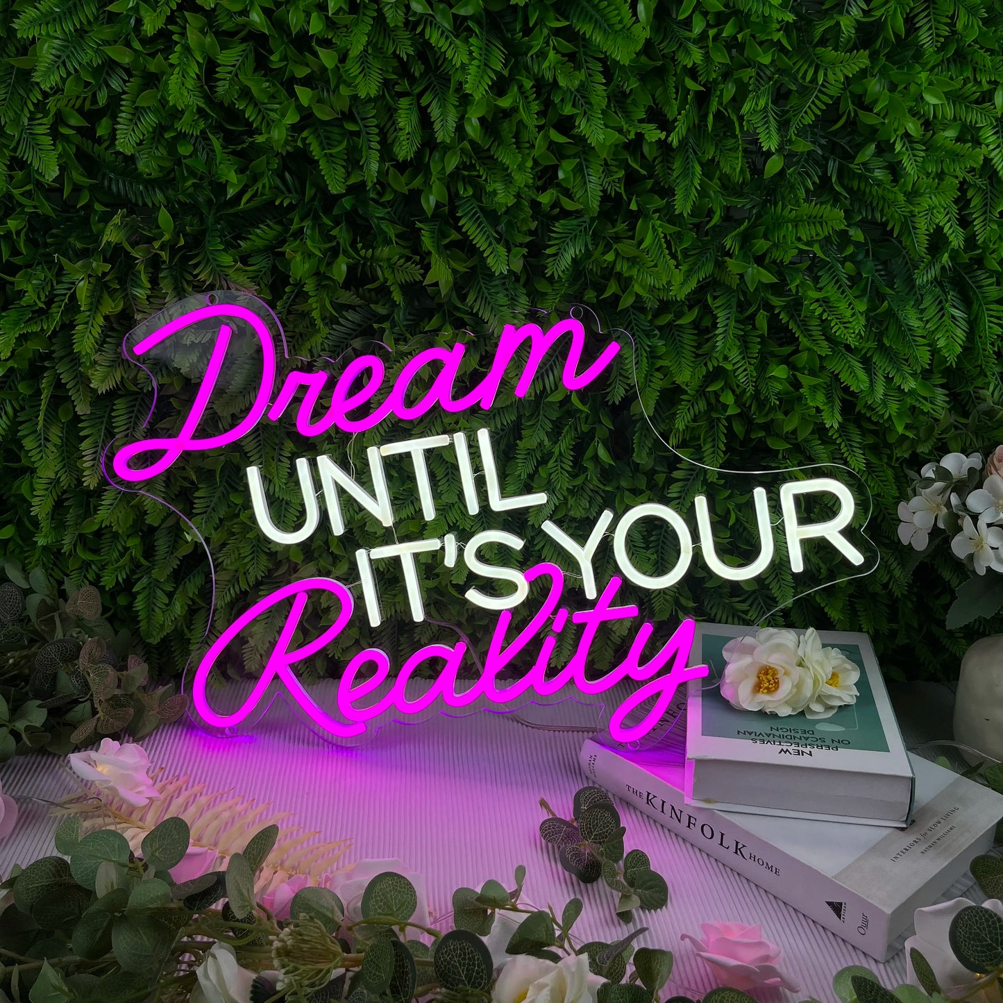 Dream Until It's Your Reality Custom LED Neon Sign for Wall Art Decor Personalized Gifts for Him or Her Bedroom Decor