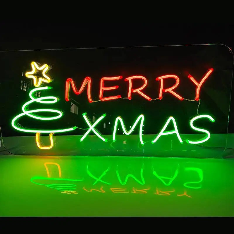 Aesthetic Cute Merry Christmas  Neon Sign Custom Decoracion Acrylic For Shop Party Gift Home Kawaii  Anime Wall Room Decor