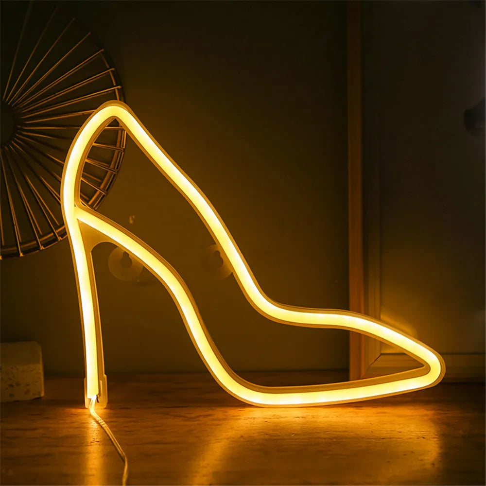 Led Neon Sign Light Shoe Shape Wall Word Poster Background Room Shop Wedding Christmas Decor Photography Prop