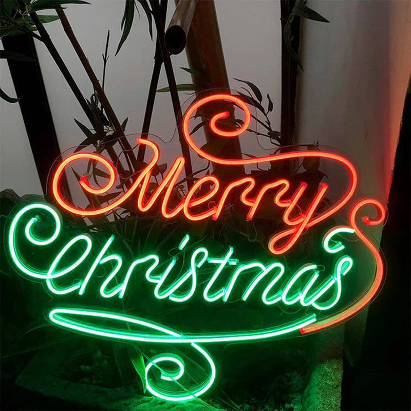 Aesthetic Cute Merry Christmas  Neon Sign Custom Decoracion Acrylic For Shop Party Gift Home Kawaii  Anime Wall Room Decor