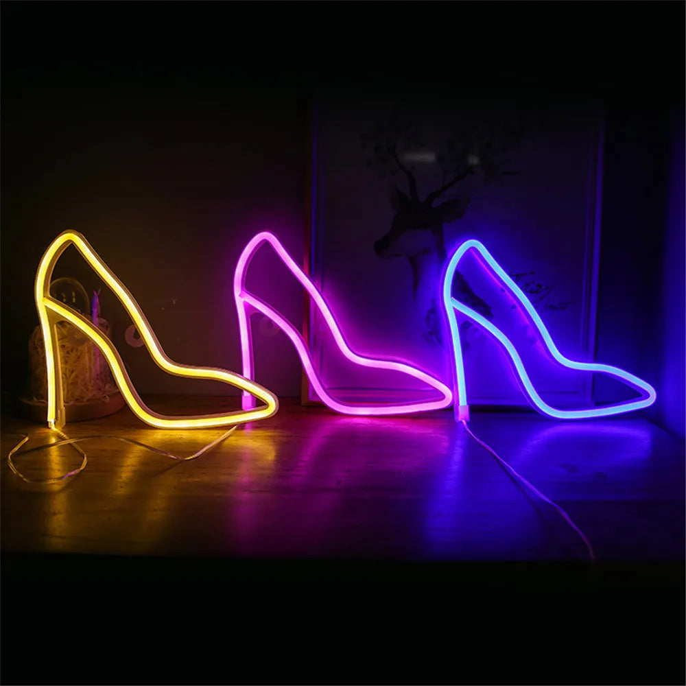 Led Neon Sign Light Shoe Shape Wall Word Poster Background Room Shop Wedding Christmas Decor Photography Prop