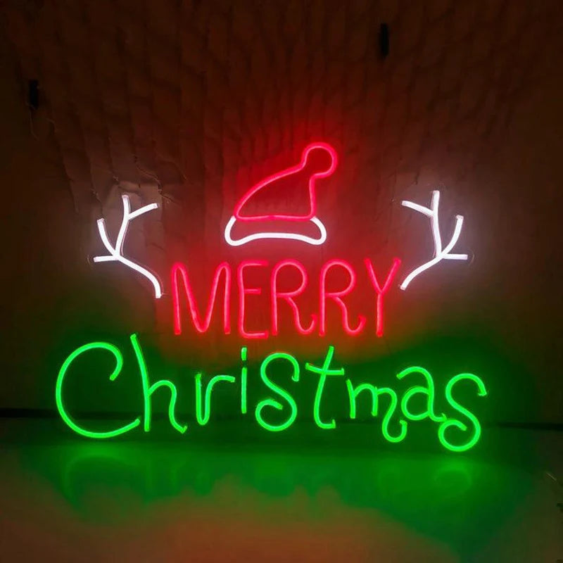 Aesthetic Cute Merry Christmas  Neon Sign Custom Decoracion Acrylic For Shop Party Gift Home Kawaii  Anime Wall Room Decor