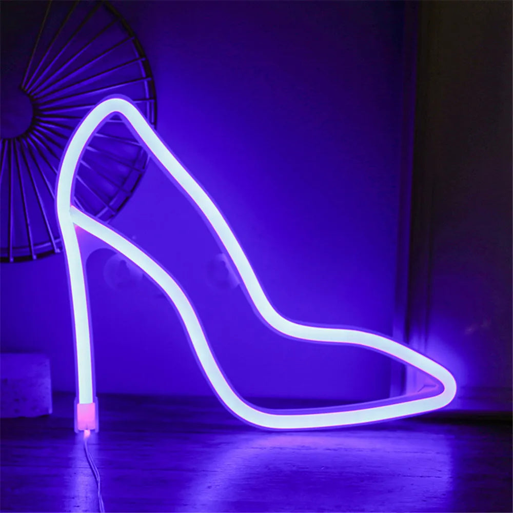 Led Neon Sign Light Shoe Shape Wall Word Poster Background Room Shop Wedding Christmas Decor Photography Prop