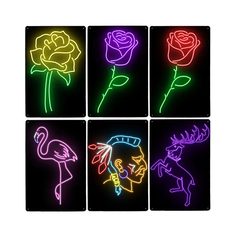 Farmhouse Neon Sign Plaque Animal Pet Cartoon Flower Modernization Decorative Wall Bedroom Living Room Home Decor 20x30CM