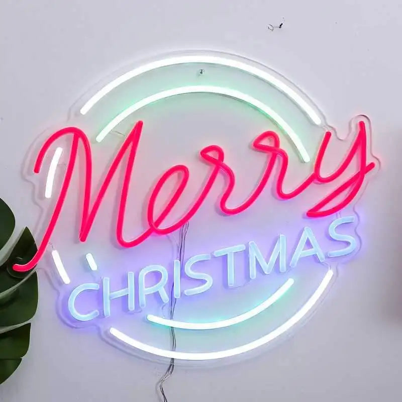 Aesthetic Cute Merry Christmas  Neon Sign Custom Decoracion Acrylic For Shop Party Gift Home Kawaii  Anime Wall Room Decor