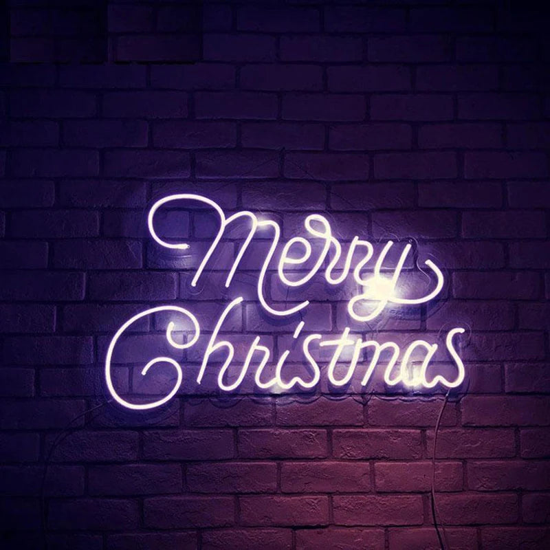 Aesthetic Cute Merry Christmas  Neon Sign Custom Decoracion Acrylic For Shop Party Gift Home Kawaii  Anime Wall Room Decor