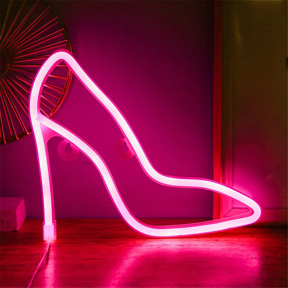 Led Neon Sign Light Shoe Shape Wall Word Poster Background Room Shop Wedding Christmas Decor Photography Prop