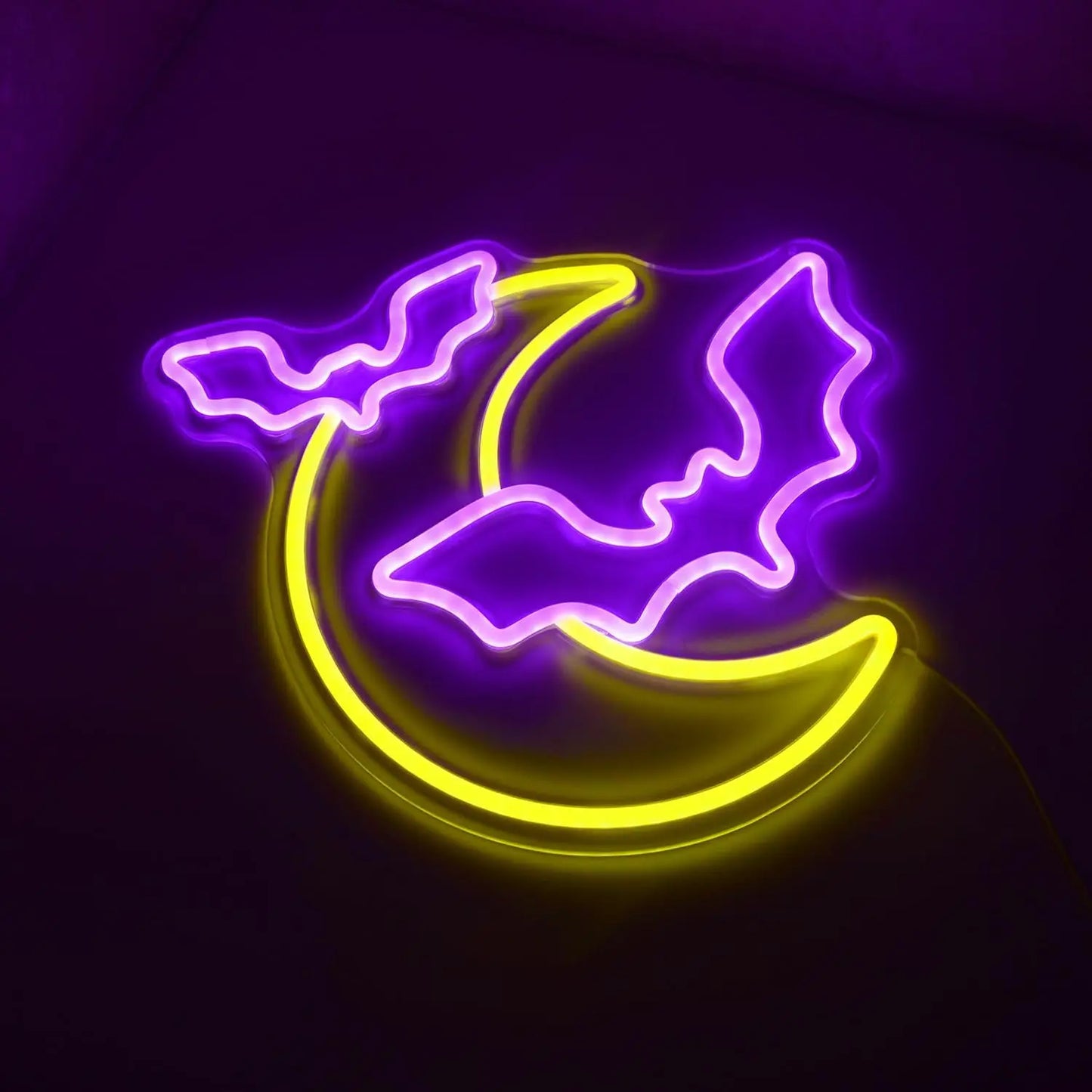 Moon Bat Neon Signs Halloween Room Decoration Art Led Lights Home Party Light Up Sign USB Power Gothic Wall Lamp Festival Decor