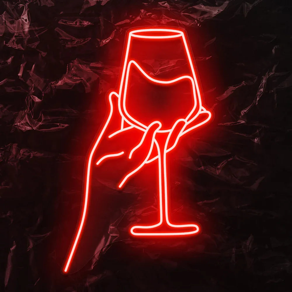 Red Wine Glass Neon Sign LED Lights Personality Wall Decor USB Lamp For Shop Sign Cocktail Bar Pub Nightclub Man Cave Decor