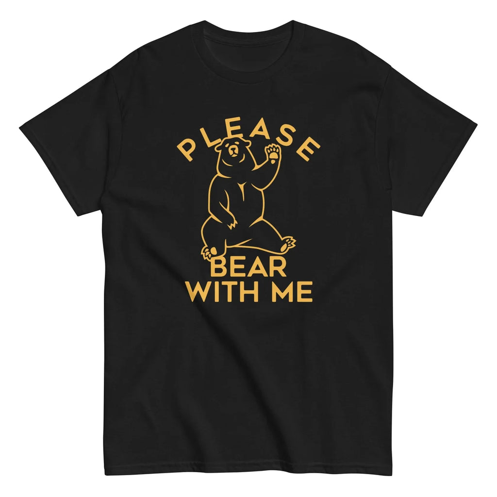 Graphic Print Casual Tee Shirts "PLEASE BEAR WITH ME" FunnyT-Shits