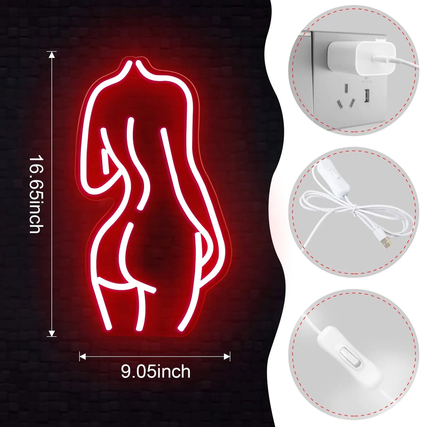 Lady Back Neon Signs LED Neon Lights Decorative Light Sign Bedroom Man Cave Room Bar Garage Club Party Wall Art Decoration