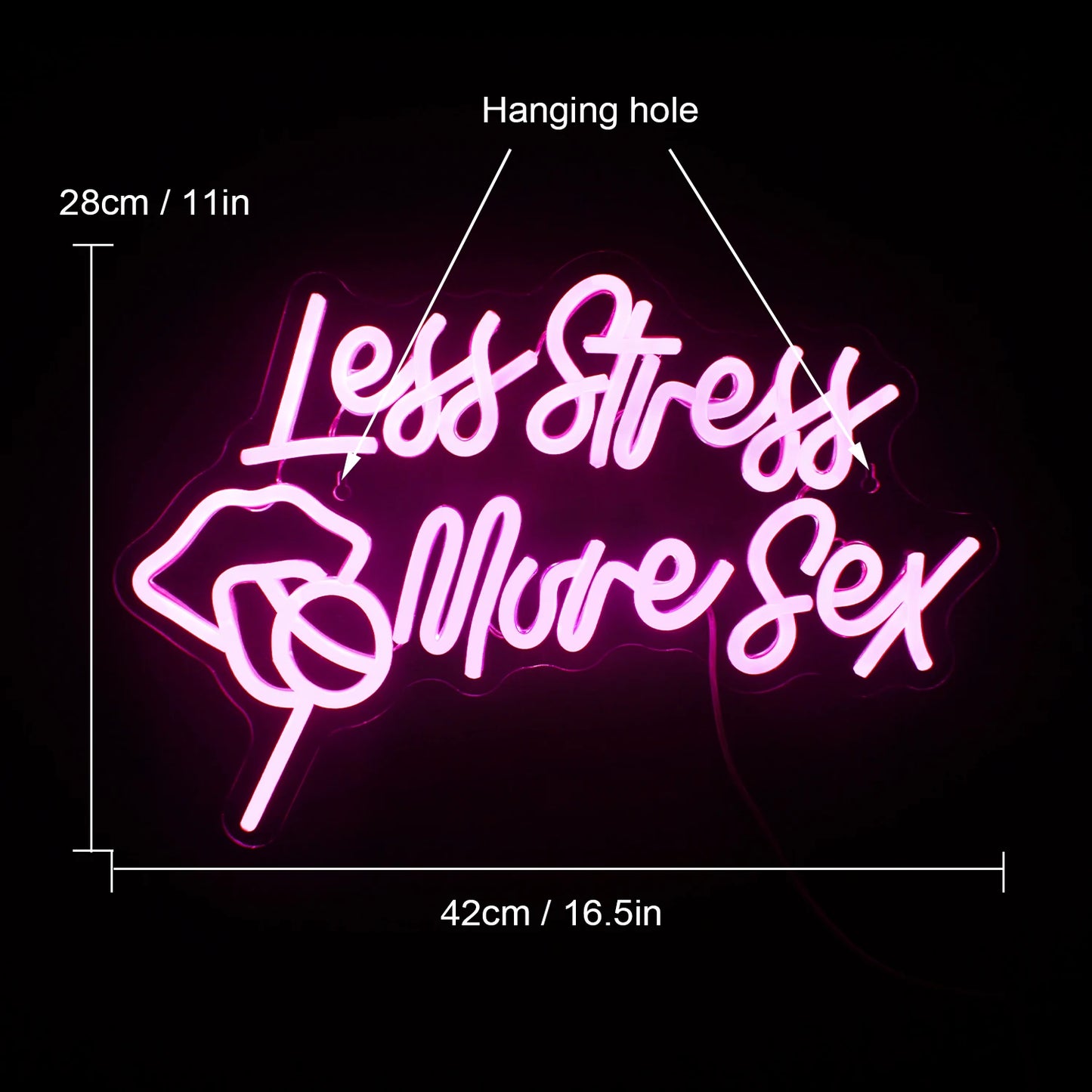 Less Stress More Sex Neon Sign Wall Decor Bedroom Neon Sign Lights Home Bar Hotel Cafe Shops Party Man Cave LED Neon USB