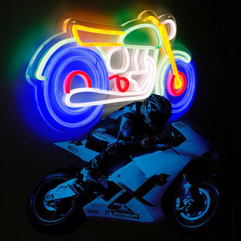 Motorcycle Neon Sign Led Light Home Wall Decoration Game Player Repair Store Man Cave Giftparty Bar Moto ART Personality Lamp