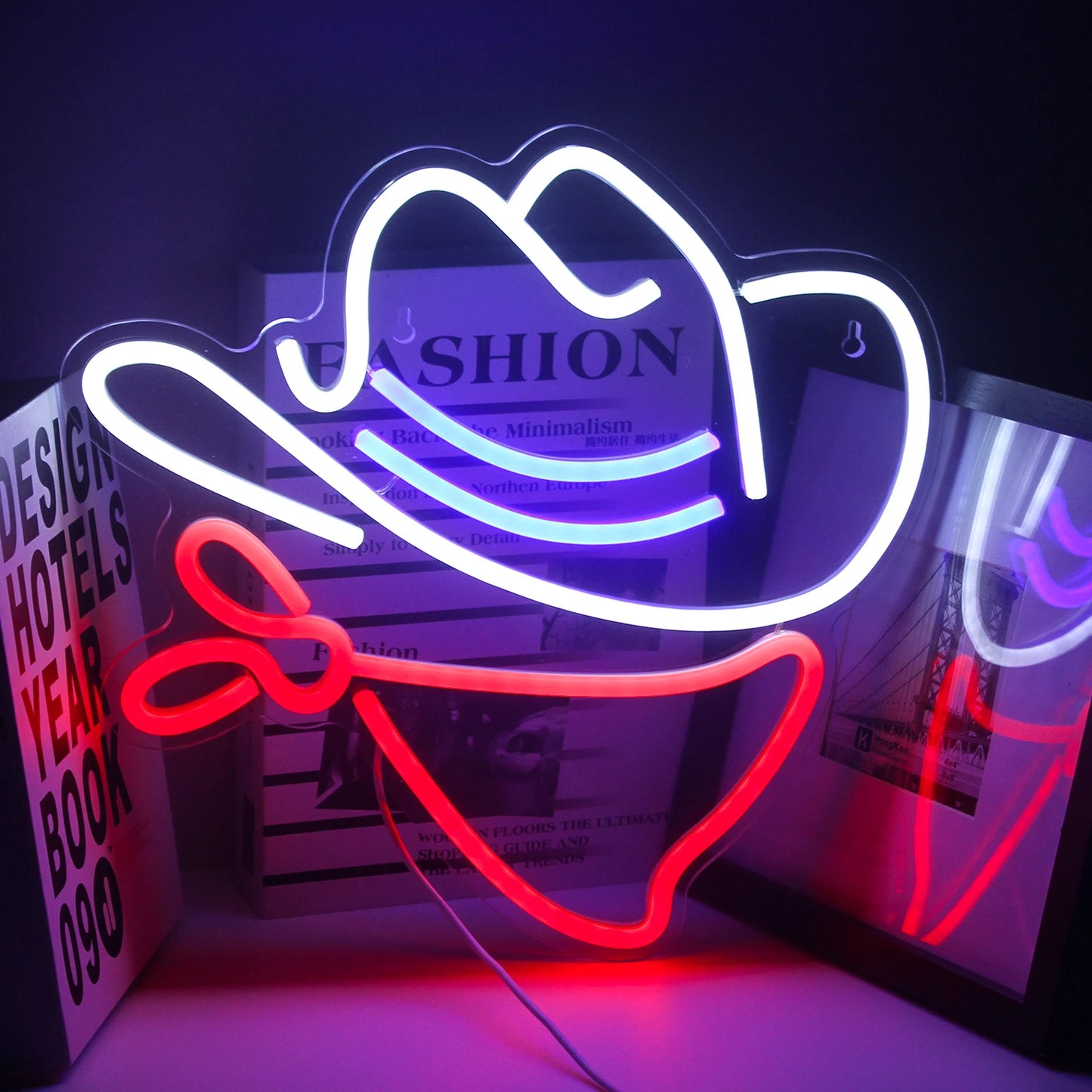 Cowboy Hat Neon Sign LED Wall Decor USB Powered Acrylic For Birthday Party Art Decor Man Cave Bedroom Game Room Birthday Gifts