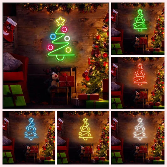 LED Christmas Tree Neon Sign Custom Decor Party Event Bar Home Wall Hangings Decoration Personalized Gifts Bedroom Light Signs