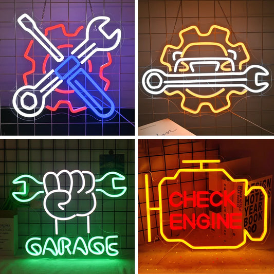 Garage Car Automotive Neon Light Sign LED Neon Light for Auto Repair Shop Garage Accessories Man Cave with Dimmable Switch