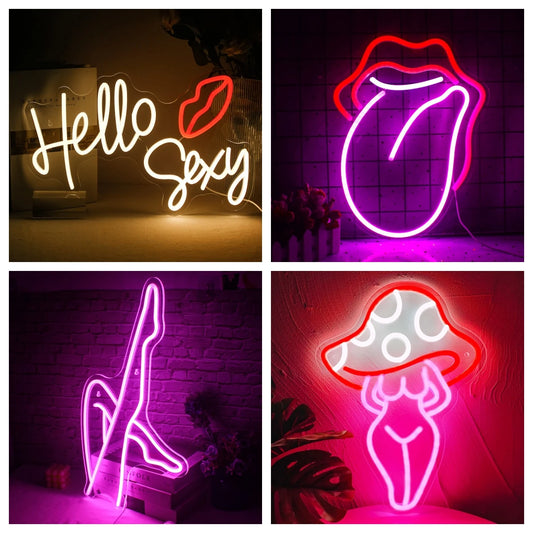 Live nude girl neon sign, neon sign, USB powered neon men's cave beer bar bar wall decoration lights, funky decoration