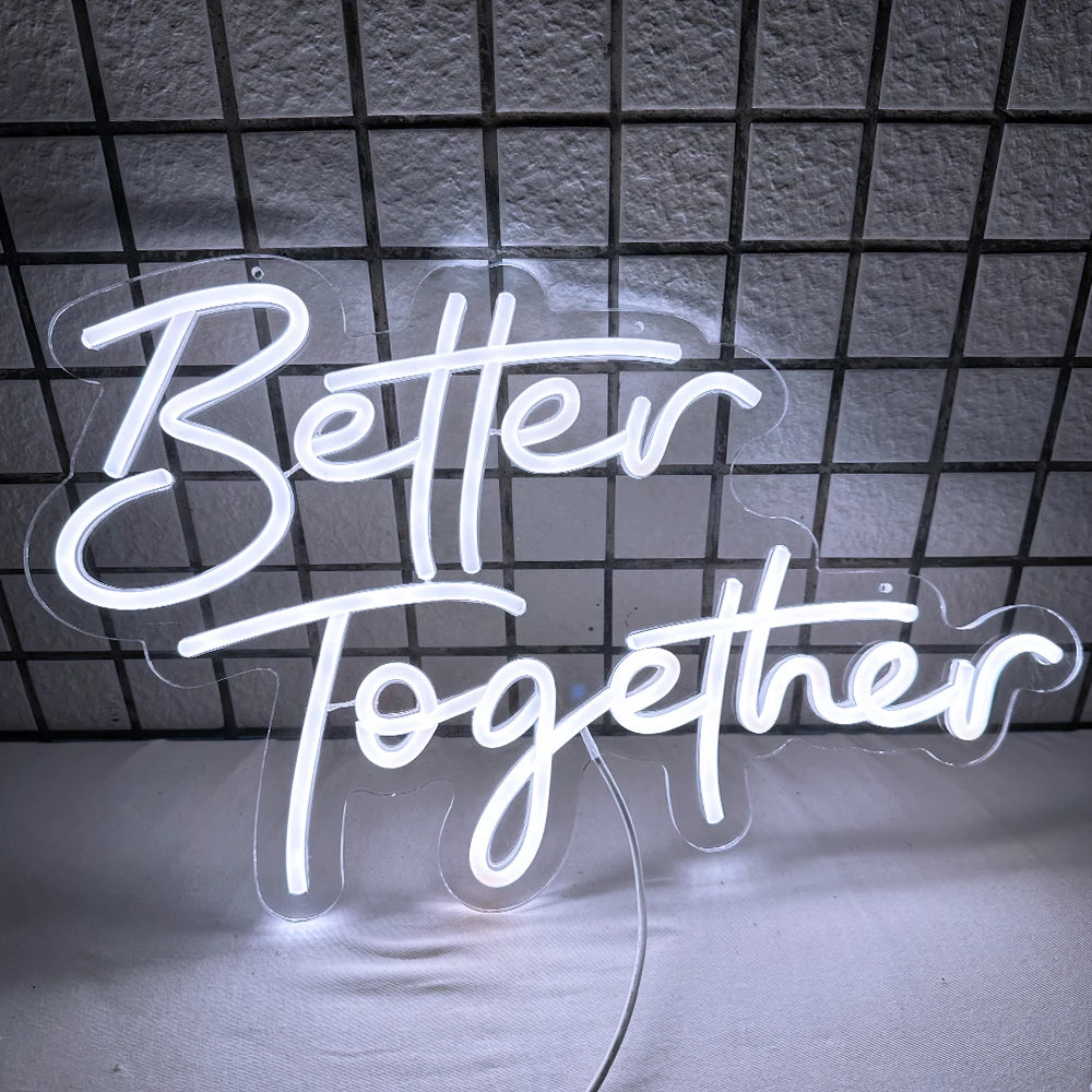 DECO Better Together Led Neon Sign 45x28cm Light for Baby Birthday Party Decoration 5V USB Powered Kids Gift with Switch Base