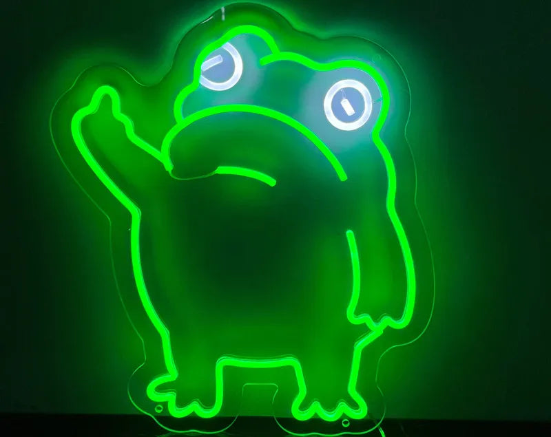 Frog with an attitude Neon Sign Custom Frog Led Signs Gaming Room Shop Club Bar Man Cave Decor Cute Animal Art Neon