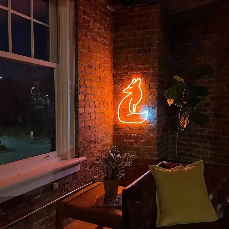 Fox Neon Signs Bar Club Gaming Room Art Wall Decoration Bedroom Christmas Party Decor for Teen Lamp Night Light Animal Neon Sign