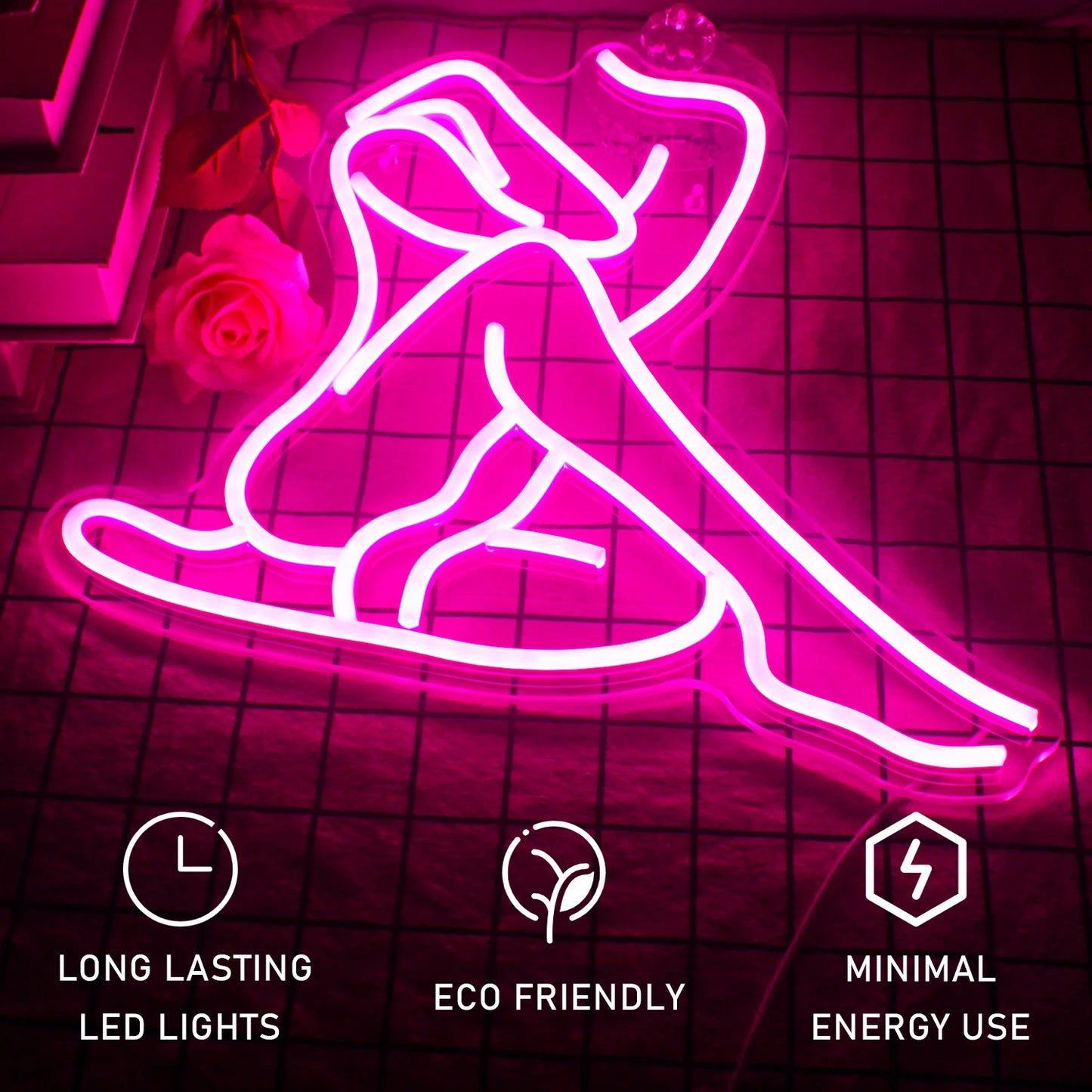 Women Lady Neon Sign Dimmable USB Powered Wall Decor Pink Neon Light up Signs for Bedroom Man Cave Bar Party Pub Decor Neon