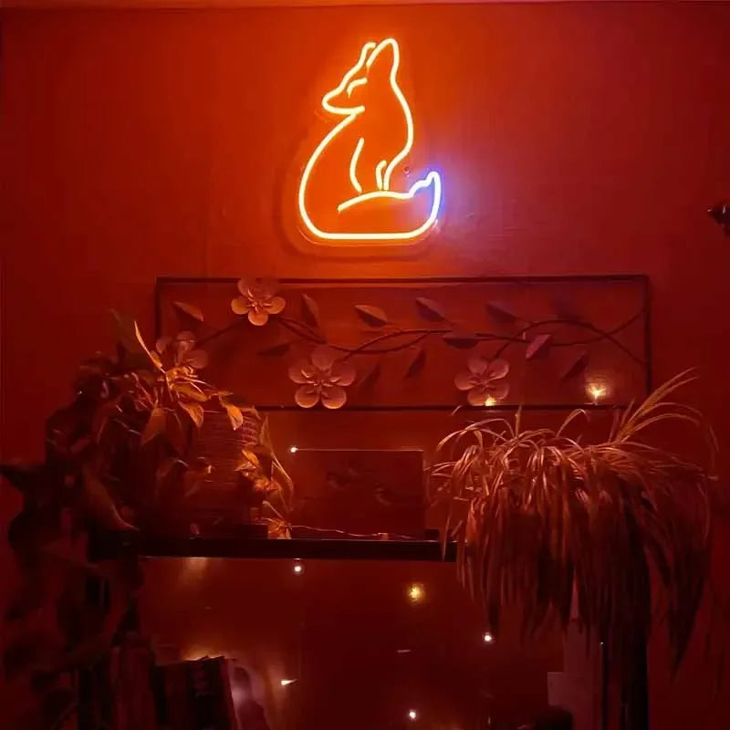 Fox Neon Signs Bar Club Gaming Room Art Wall Decoration Bedroom Christmas Party Decor for Teen Lamp Night Light Animal Neon Sign