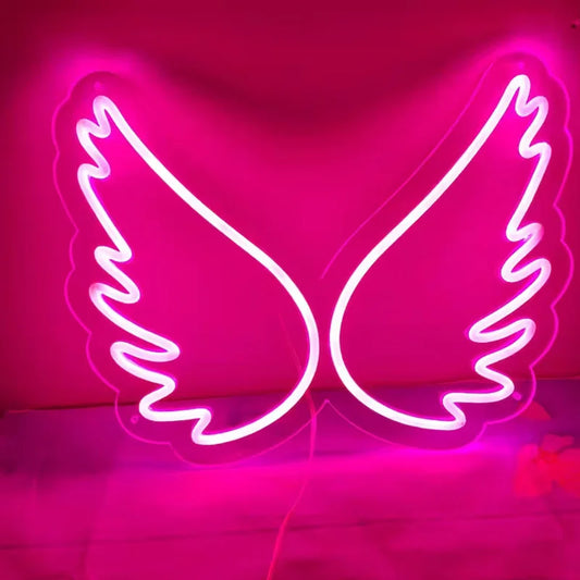 Angel Wing LED Neon Sign Lights Neon Bar Background Wall Christmas Wedding Decoration Fairy Princess Room Decor Neon Yellow