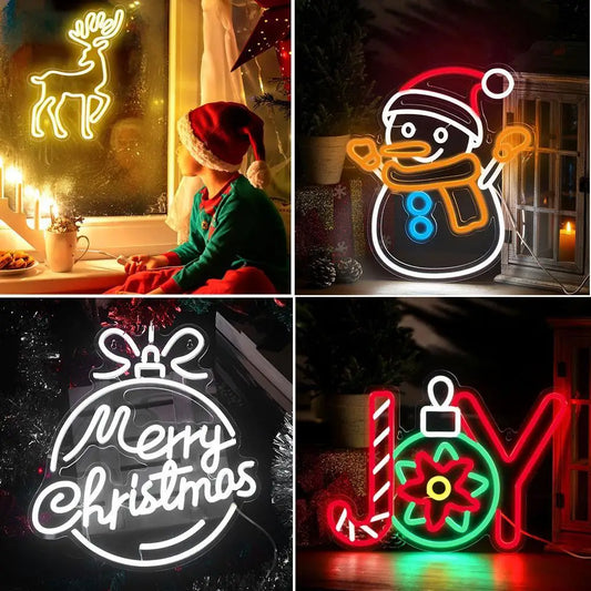 Santa Neon LED Sign Custom Christmas Halloween Neon Sign Room Bedroom Wall Decoration Holiday Party Night Lights