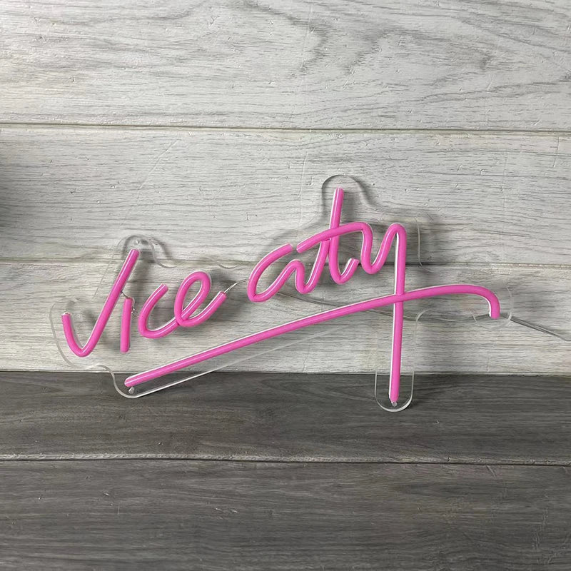 Pink Neon Sign Vice City LED Neon Light for Playroom Atmosphere light Game Room Wall Decor Bar Party Man Cave Indoor Decorations