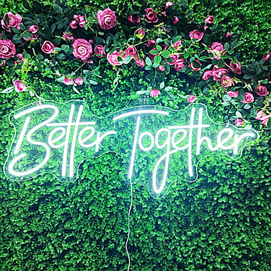 Better Together Neon Sign LED Light with Dimmable Switch Neon Wedding Sign for Room Engagement Mr Mrs Party Anniversary LED Sign