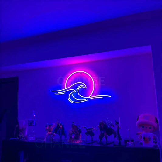 Sun Wave Neon Sign Wave Sunset Sun Ocean Sunrise Custom LED Neon Sign Personalized Gift Dimmable Neon Sign Home Wall Decoration