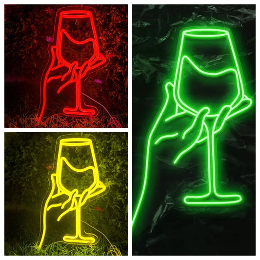 Red Wine Glass Neon Sign LED Lights Personality Wall Decor USB Lamp For Shop Sign Cocktail Bar Pub Nightclub Man Cave Decor