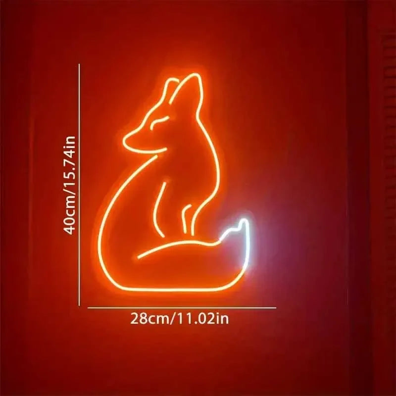 Fox Neon Signs Bar Club Gaming Room Art Wall Decoration Bedroom Christmas Party Decor for Teen Lamp Night Light Animal Neon Sign