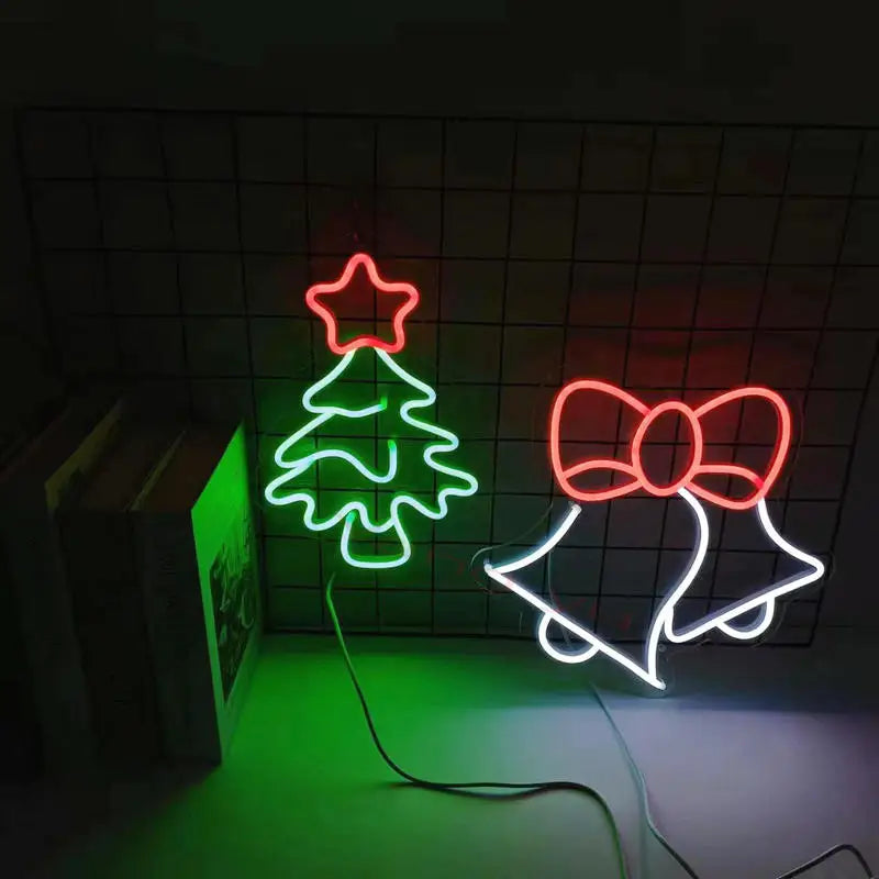 Merry Christmas Neon Sign Santa Claus Neon Light Sign Room Wall Lights Holiday Party Decoration Kids Gift