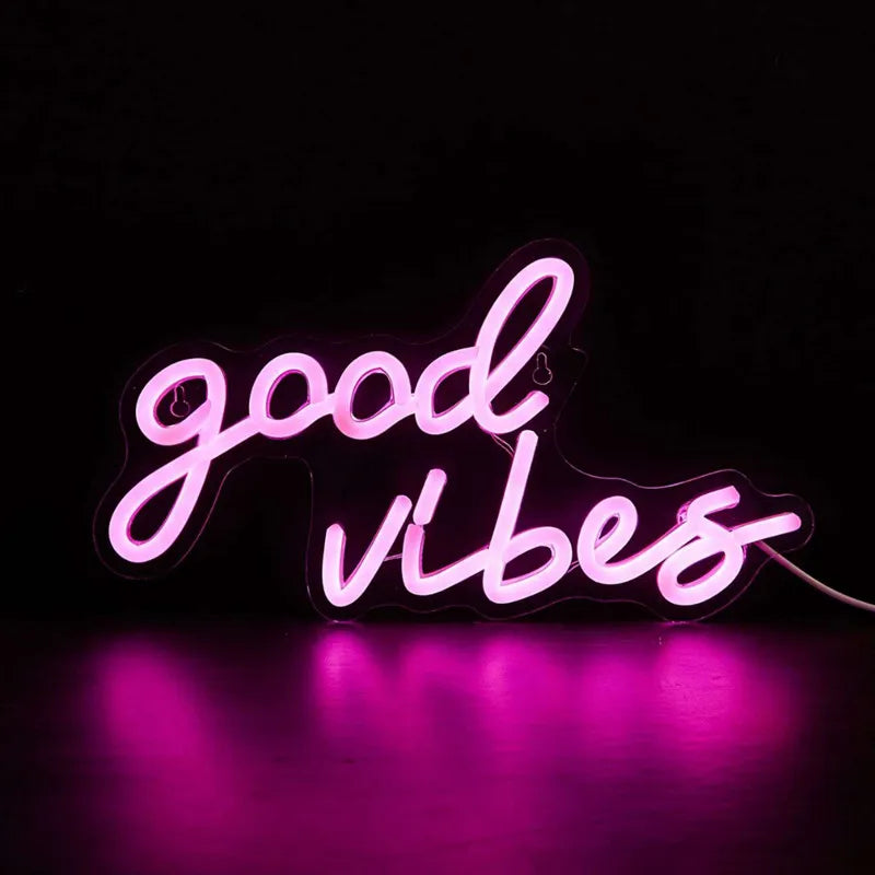 Led Neon Sign Goodvibes Usb Powered Wall Neon Signs For Bedroom Home Wedding Party Decoration Dropshipping