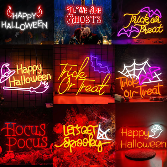 Halloween Neon Sign Halloween Funky Party Til We Are Ghosts LED Light Halloween Neon Sign Spooky Atmosphere Wall Decorations