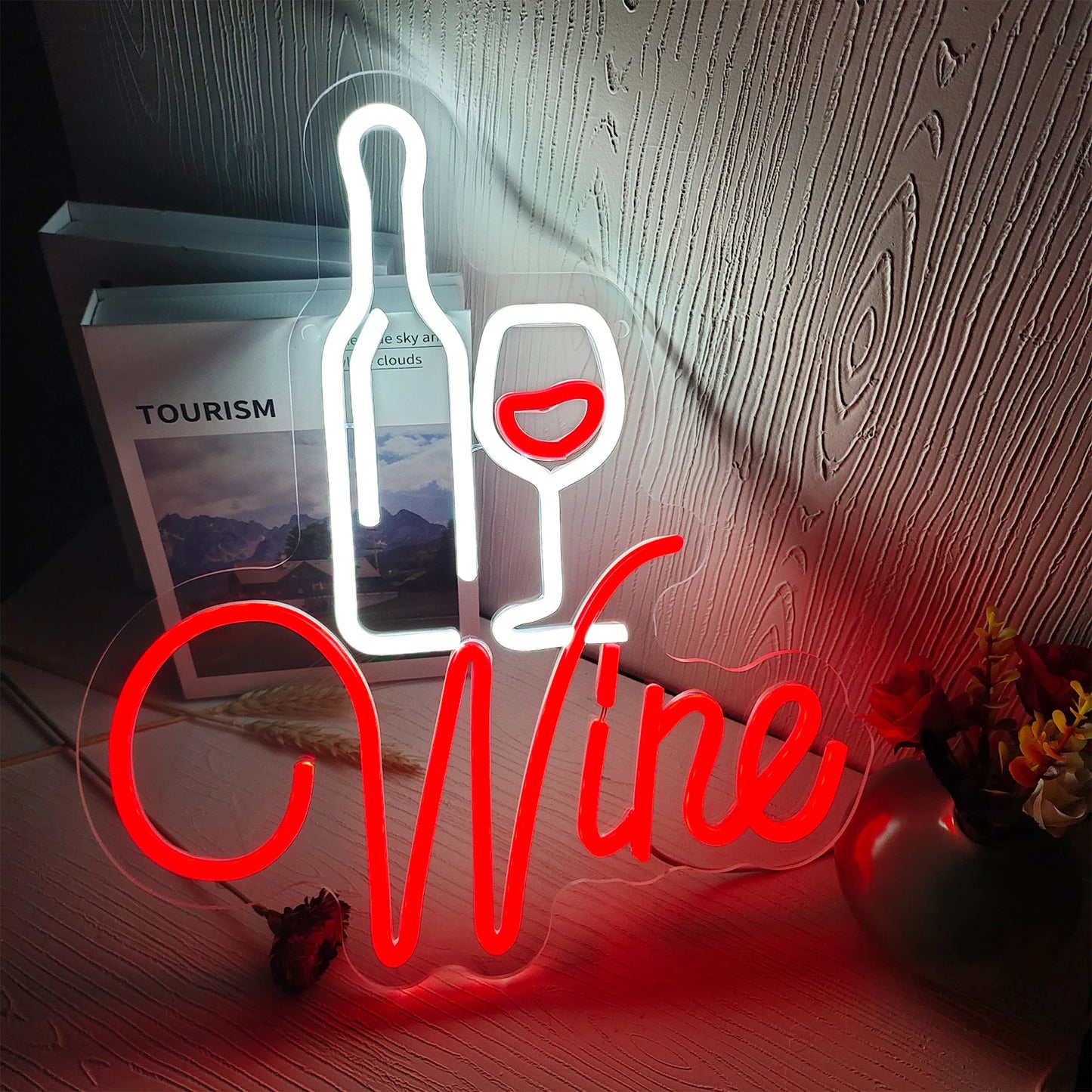 Red Wine Neon Signs Bar Decor Neon Signs Party LED Sign Lights Wine Lovers Gifts Party Man Cave Decoration Neon Signs USB